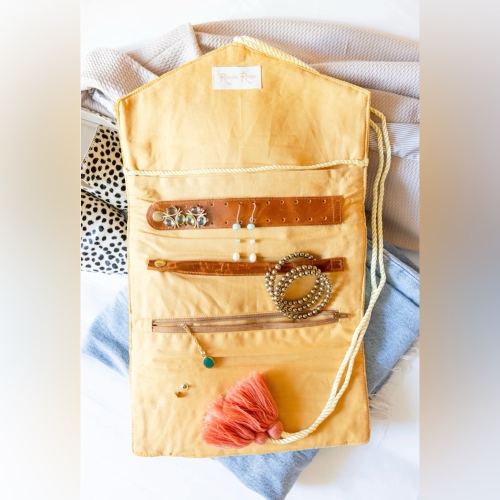 NWT! Rehab’s Rope Embroidered Velvet Jewelry Organizer- Mustard - Picture 2 of 12